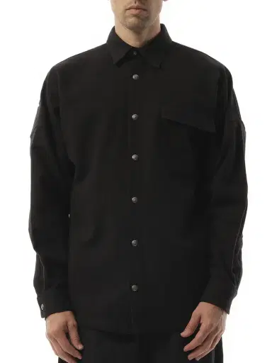 Palm Angels Classic Logo Overshirt in Black/off White Black | Thumbnail 1