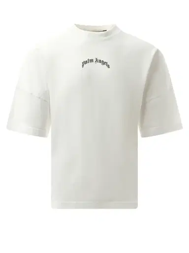 Palm Angels Back Curved Logo Over T-shirt in Off White/black White | Thumbnail 3 Palm Angels Back Curved Logo Over T-shirt in Off White/black White | Thumbnail 3