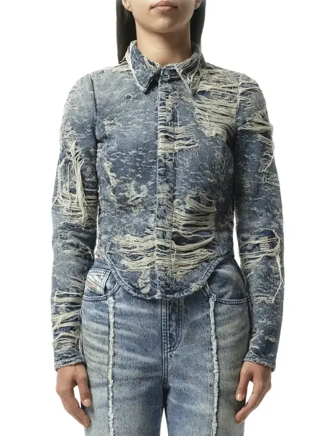 Diesel De-madeline Distressed Denim Shirt