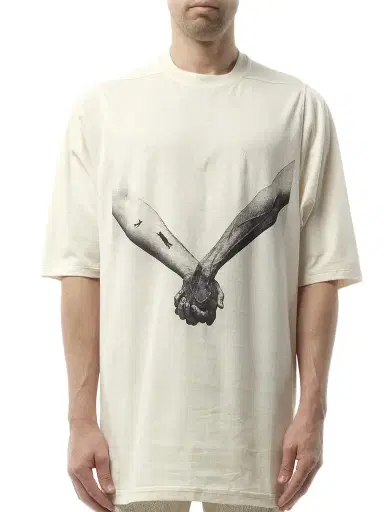 Rick Owens Jumbo SS "Holding Hands" T-shirt in Natural/black Natural | Thumbnail 1 Rick Owens Jumbo SS "Holding Hands" T-shirt in Natural/black Natural | Thumbnail 1