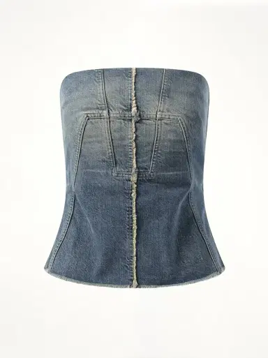 RICK OWENS DRKSHDW Bustier Top in Washed Indigo Blue | Thumbnail 3 RICK OWENS DRKSHDW Bustier Top in Washed Indigo Blue | Thumbnail 3