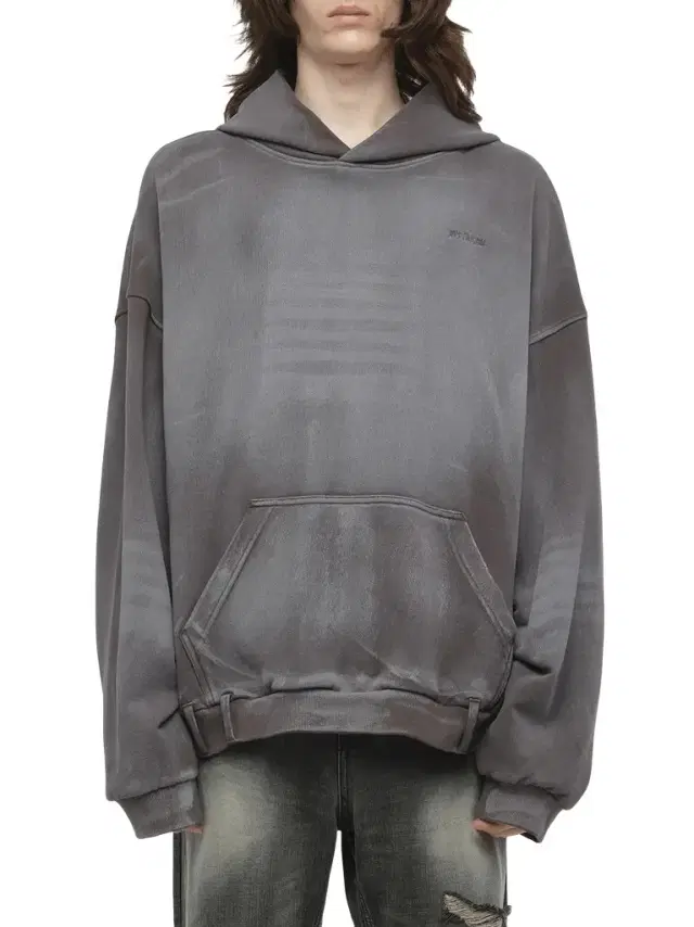 We11Done Spray Washed Hoodie in Charcoal Black