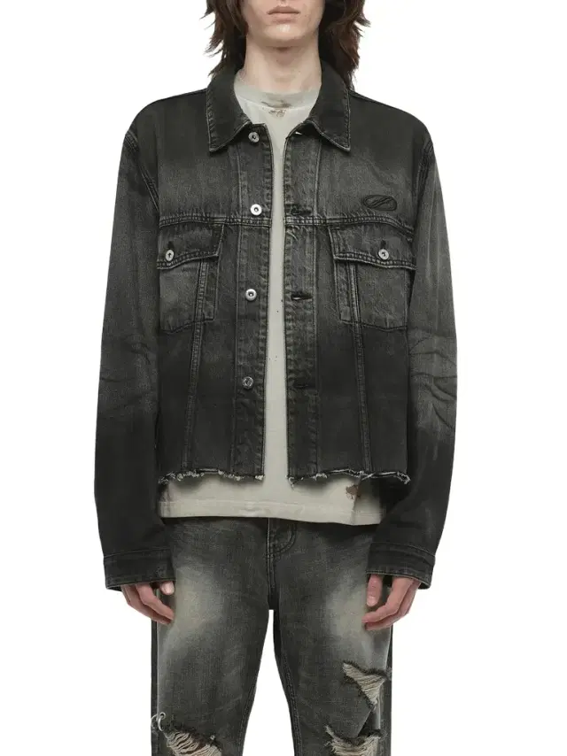 We11Done Dark-spray Detail Denim Jacket