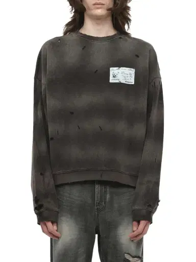 We11Done Peaches Print Sweatshirt in Charcoal Black | Thumbnail 1