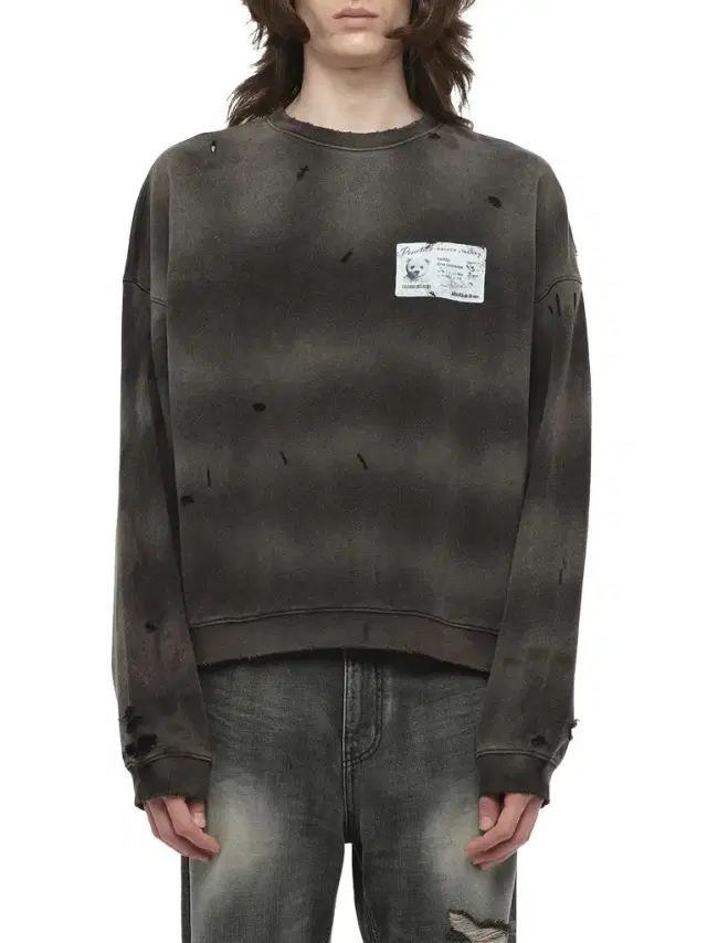 We11Done Peaches Print Sweatshirt in Charcoal Black