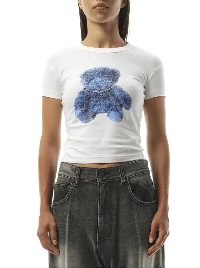 We11Done Studded Bear Cropped T-shirt