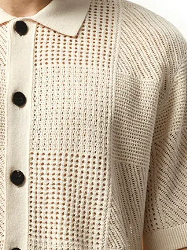 WOOYOUNGMI Crochet Shirt in Ivory White | Thumbnail 2 WOOYOUNGMI Crochet Shirt in Ivory White | Thumbnail 2