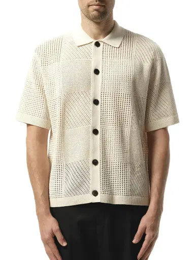 WOOYOUNGMI Crochet Shirt in Ivory White | Thumbnail 1 WOOYOUNGMI Crochet Shirt in Ivory White | Thumbnail 1