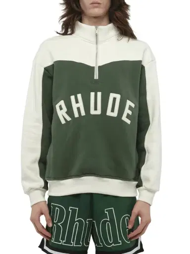 Rhude Rhude Monaco Half-zip Sweatshirt in Hunter Green/cream Green | Thumbnail 1 Rhude Rhude Monaco Half-zip Sweatshirt in Hunter Green/cream Green | Thumbnail 1