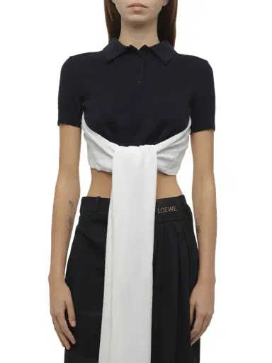 Loewe Polo Sweater in Navy/ecru | Thumbnail 1 Loewe Polo Sweater in Navy/ecru | Thumbnail 1