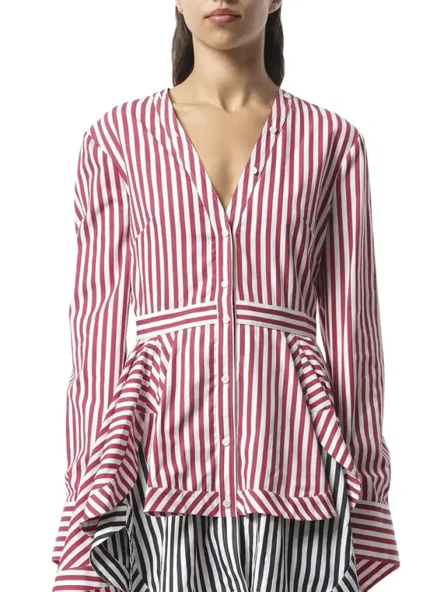 Alexander McQueen Stripe Shirt Dress Burgundy