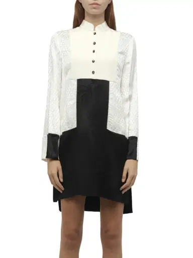 Alexander McQueen Amq - Dress in Bone/blk White | Thumbnail 1 Alexander McQueen Amq - Dress in Bone/blk White | Thumbnail 1