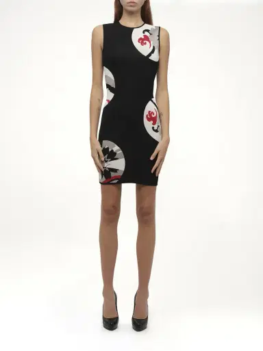 Alexander McQueen Amq - Mini Dress in Blk/pink | Thumbnail 4 Alexander McQueen Amq - Mini Dress in Blk/pink | Thumbnail 4