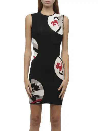 Alexander McQueen Amq - Mini Dress in Blk/pink | Thumbnail 1 Alexander McQueen Amq - Mini Dress in Blk/pink | Thumbnail 1