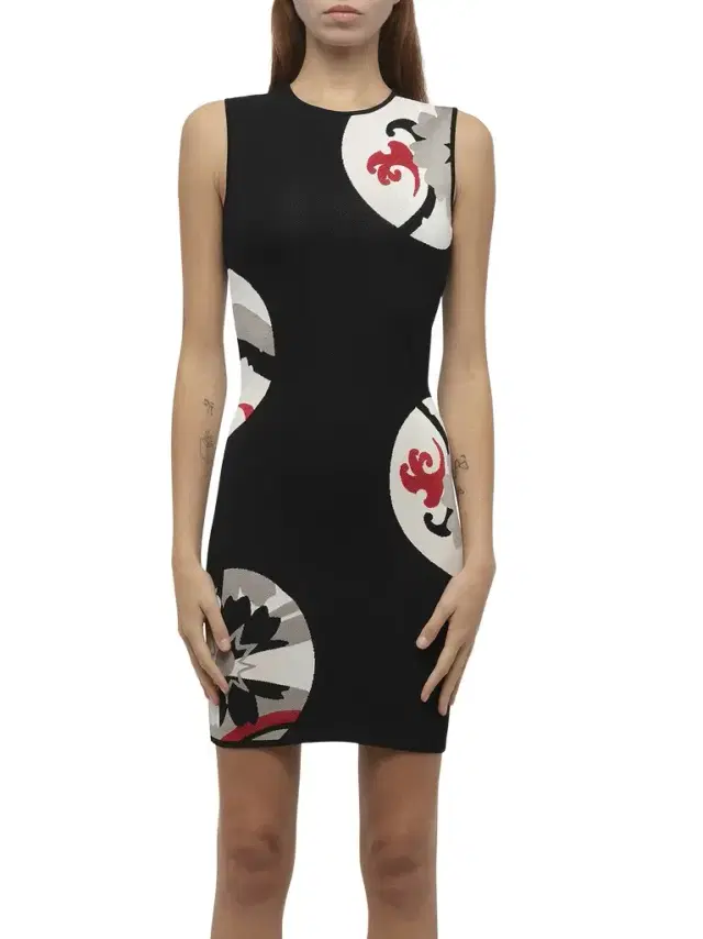 Alexander McQueen Amq - Mini Dress in Blk/pink Black