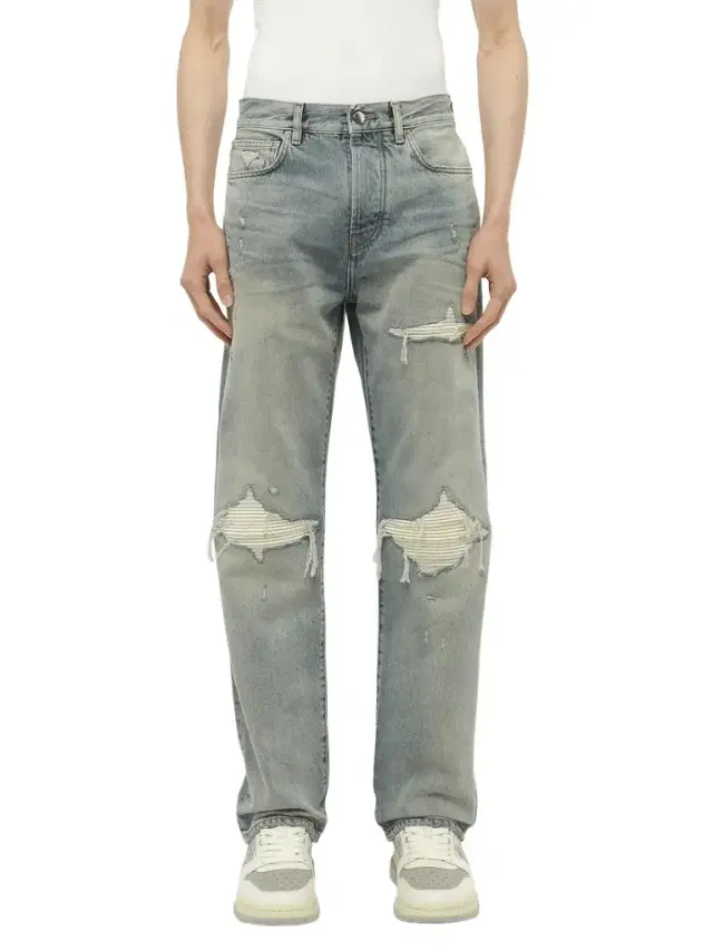 AMIRI Suede Straight Mx1 Jeans in Antique Indigo Blue