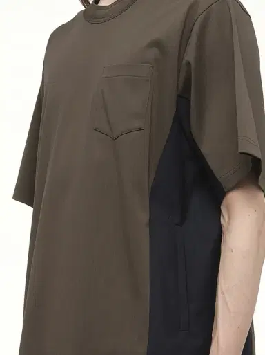 Sacai Suiting x Cotton Jersey T-shirt in Khaki/navy Green | Thumbnail 2 Sacai Suiting x Cotton Jersey T-shirt in Khaki/navy Green | Thumbnail 2
