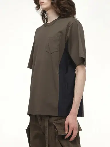 Sacai Suiting x Cotton Jersey T-shirt in Khaki/navy Green | Thumbnail 5 Sacai Suiting x Cotton Jersey T-shirt in Khaki/navy Green | Thumbnail 5