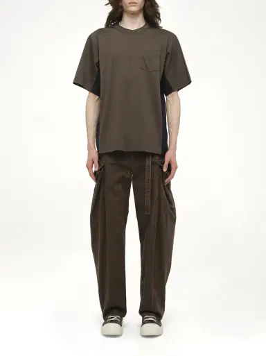 Sacai Suiting x Cotton Jersey T-shirt in Khaki/navy Green | Thumbnail 7 Sacai Suiting x Cotton Jersey T-shirt in Khaki/navy Green | Thumbnail 7