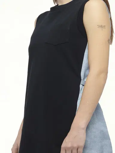 Sacai Denim x Cotton Jersey Dress in Navy/light Blue | Thumbnail 2 Sacai Denim x Cotton Jersey Dress in Navy/light Blue | Thumbnail 2