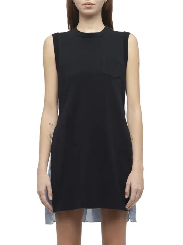 Denim x Cotton Jersey Dress in Navy/light Blue Denim x Cotton Jersey Dress in Navy/light Blue