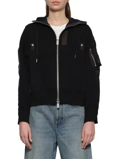 Sacai Sponge x Nylon Twill Hoodie | Thumbnail 1