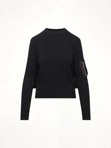 Sacai Nylon Twill x Cotton Knit Pullover | Thumbnail 3 Sacai Nylon Twill x Cotton Knit Pullover | Thumbnail 3