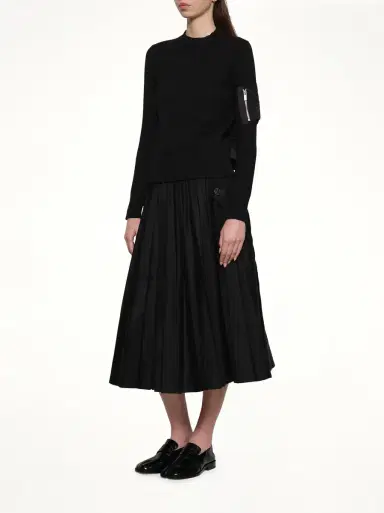 Sacai Nylon Twill x Cotton Knit Pullover | Thumbnail 4 Sacai Nylon Twill x Cotton Knit Pullover | Thumbnail 4
