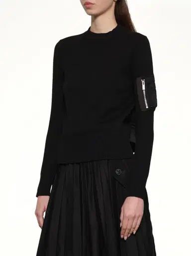 Sacai Nylon Twill x Cotton Knit Pullover | Thumbnail 6 Sacai Nylon Twill x Cotton Knit Pullover | Thumbnail 6