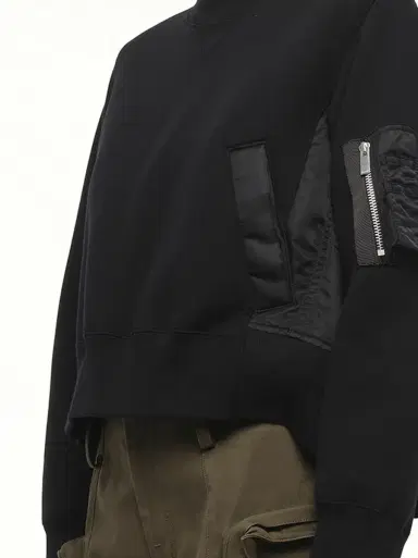 Sacai Sponge Sweat x Nylon Twill Pullover in Black/black | Thumbnail 2 Sacai Sponge Sweat x Nylon Twill Pullover in Black/black | Thumbnail 2