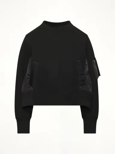 Sacai Sponge Sweat x Nylon Twill Pullover in Black/black | Thumbnail 3 Sacai Sponge Sweat x Nylon Twill Pullover in Black/black | Thumbnail 3