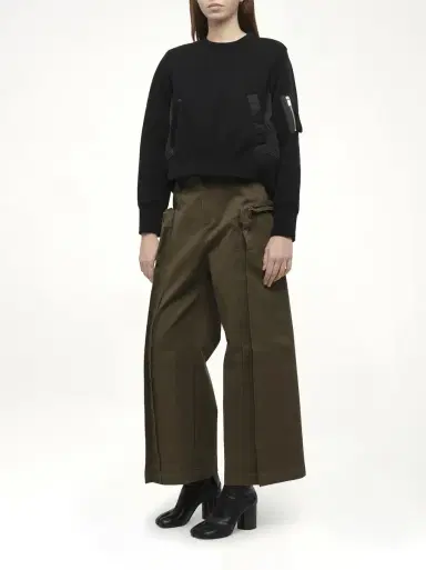 Sacai Sponge Sweat x Nylon Twill Pullover in Black/black | Thumbnail 4 Sacai Sponge Sweat x Nylon Twill Pullover in Black/black | Thumbnail 4