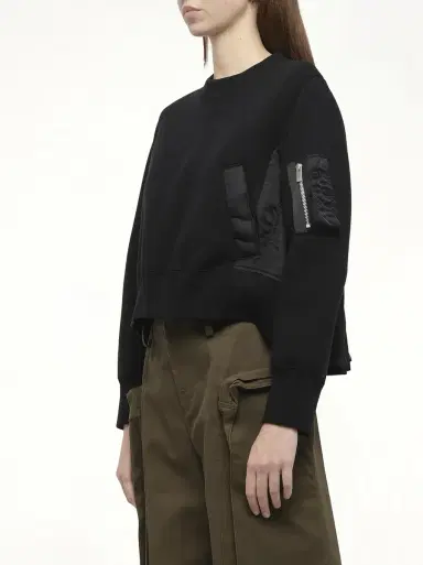 Sacai Sponge Sweat x Nylon Twill Pullover in Black/black | Thumbnail 5 Sacai Sponge Sweat x Nylon Twill Pullover in Black/black | Thumbnail 5