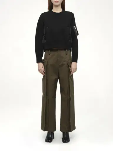 Sacai Sponge Sweat x Nylon Twill Pullover in Black/black | Thumbnail 7 Sacai Sponge Sweat x Nylon Twill Pullover in Black/black | Thumbnail 7