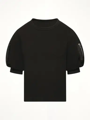 Sacai Nylon Twill x Cotton Jersey T-shirt in Black/black | Thumbnail 3