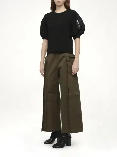 Sacai Nylon Twill x Cotton Jersey T-shirt in Black/black | Thumbnail 4
