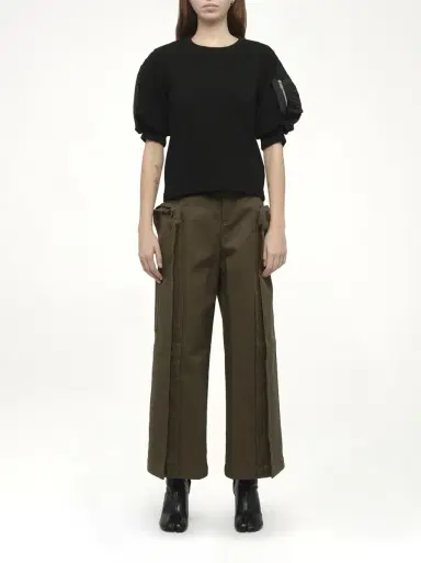 Sacai Nylon Twill x Cotton Jersey T-shirt in Black/black | Thumbnail 7