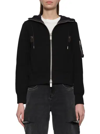 Sacai Sponge Sweat Nylon Twill Hoodie | Thumbnail 1 Sacai Sponge Sweat Nylon Twill Hoodie | Thumbnail 1