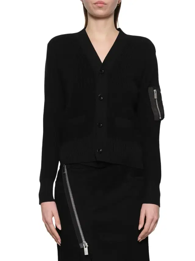 Sacai Nylon Twill x Cotton Knit Cardigan