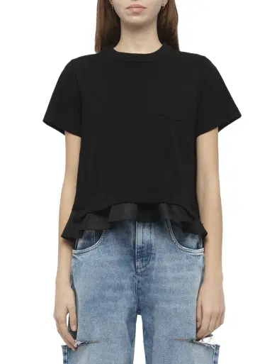 Sacai Nylon Twill x Cotton Jersey T-shirt | Thumbnail 1 Sacai Nylon Twill x Cotton Jersey T-shirt | Thumbnail 1