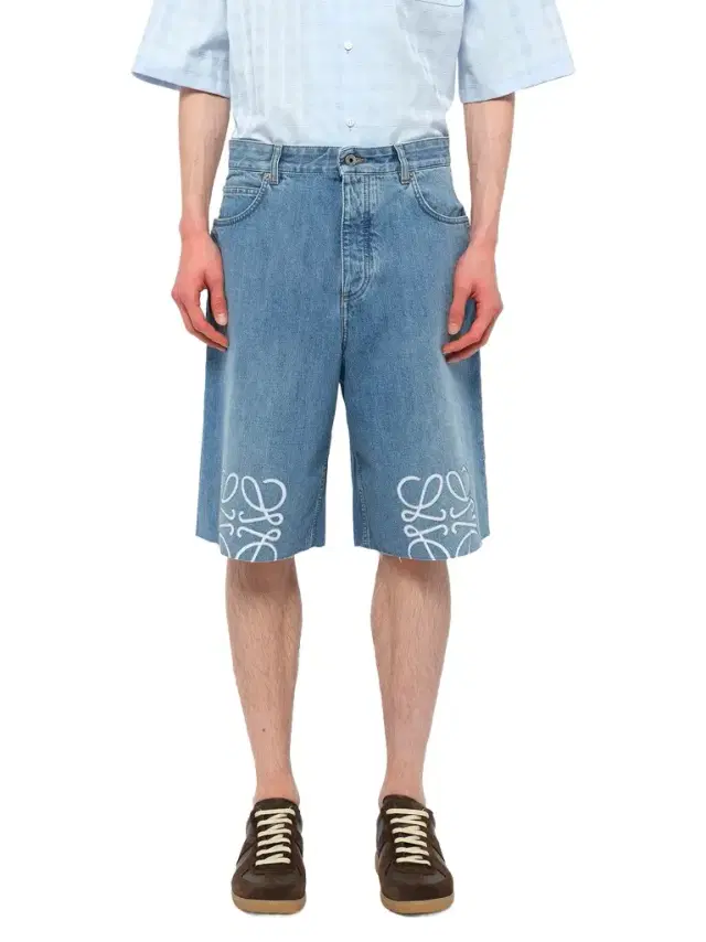 Loewe Anagram Shorts in Washed Denim