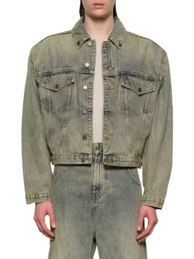 Entire Studios Shrunken Denim Jacket in Sufacewave Surfacewave | Thumbnail 1 Entire Studios Shrunken Denim Jacket in Sufacewave Surfacewave | Thumbnail 1