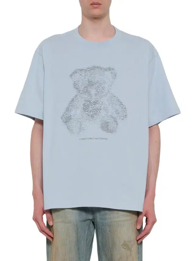 We11Done Coding Teddy T-shirt in Sky Blue