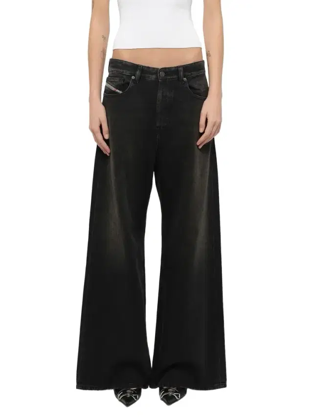 Diesel 1996 D-sire Wide Jeans in Black/dark Grey Black