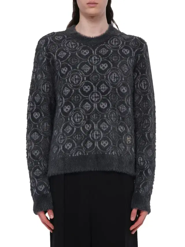 Casablanca Fluffy Monogram Knit Sweater