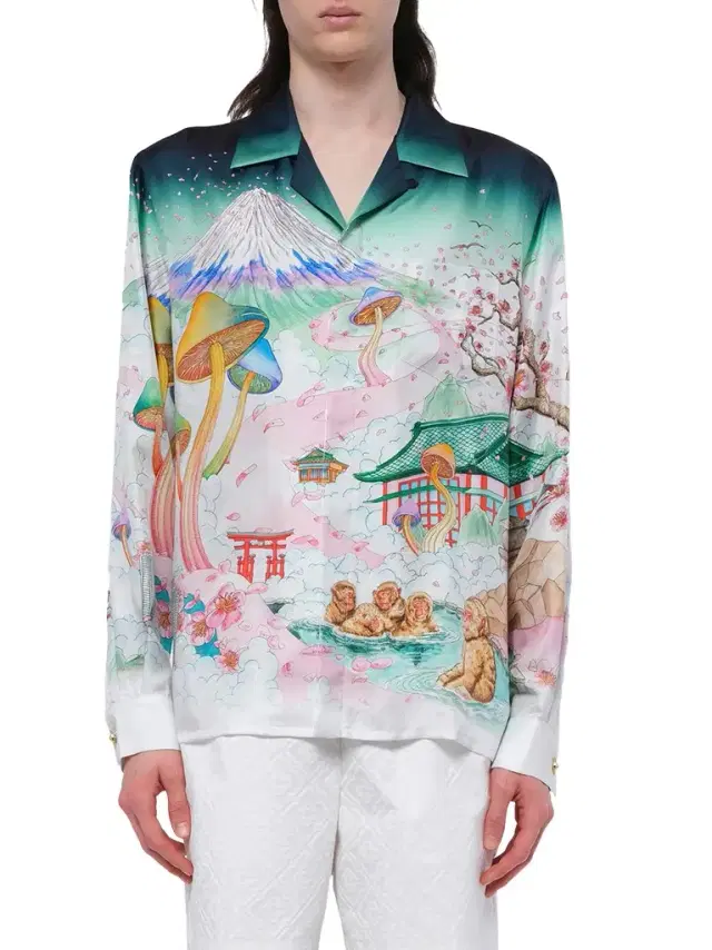 Casablanca Silk Satin Flowers Shirt