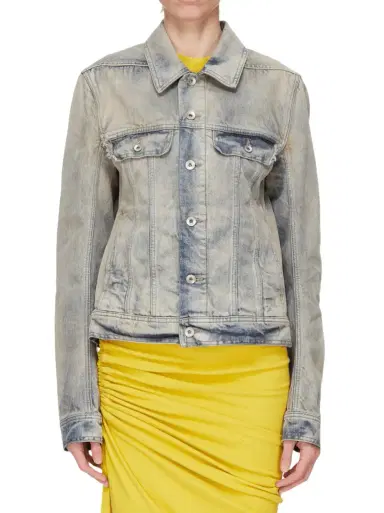 RICK OWENS DRKSHDW Trucker Worker Jacket in Mineral Pearl Blue | Thumbnail 1 RICK OWENS DRKSHDW Trucker Worker Jacket in Mineral Pearl Blue | Thumbnail 1
