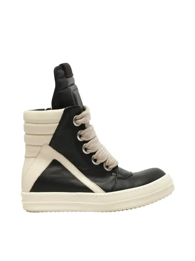 Rick Owens Jumbolace Geobasket in Black/milk/milk