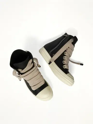 Rick Owens Jumbolace Sneaks in Black/milk/milk | Thumbnail 4 Rick Owens Jumbolace Sneaks in Black/milk/milk | Thumbnail 4