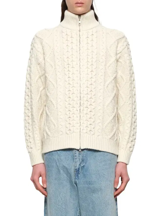 vowels Cable Knit Zip Up